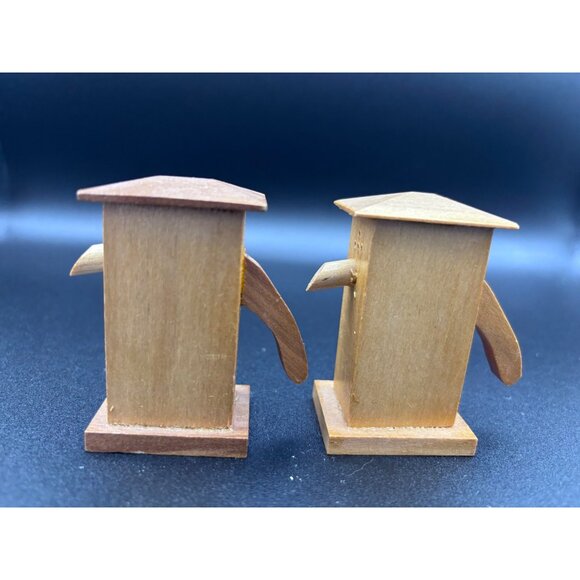 Vintage Wooden Salt & Pepper Shakers Cat Design MCM 60's AS IS - Picture 5 of 7
